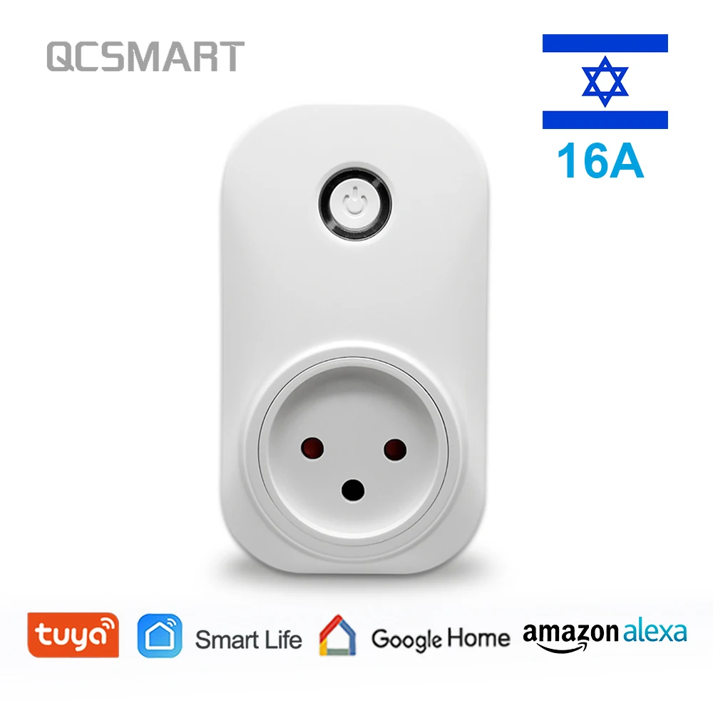 

Wifi Socket Israel Type 16A 3500W Plug App Remot Control Lamps or Devices and Timer Voice Control with Google Home Alexa Echo