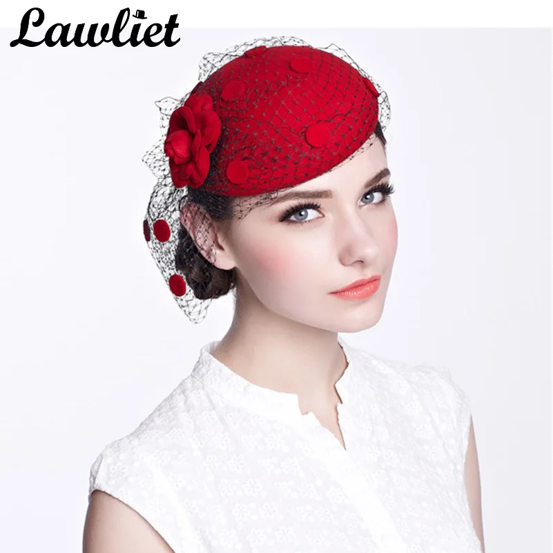 

Womens Ladies Fascinators Formal Floral Netting 100% Wool Felt Hat Cocktail Church Party Wedding Royal Ascot Event Winter Cap