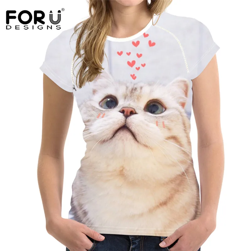 Милая дышащая женская рубашка FORUDESIGNS с принтом кота Ragdoll летняя одежда для
