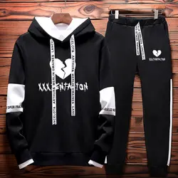 Мужские популярные XXXTentacion Revenge Kill толстовки + спортивные штаны черные костюмы комплект из двух предметов модные комплекты унисекс уличная