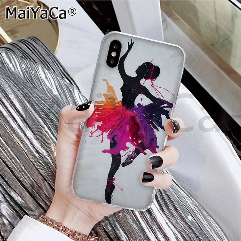 MaiYaCa балерина девушка танцы черный ТПУ чехол для телефона iphone 11 pro 6S 6plus 7plus 8 8Plus X Xs MAX 5S XR - Color: A10