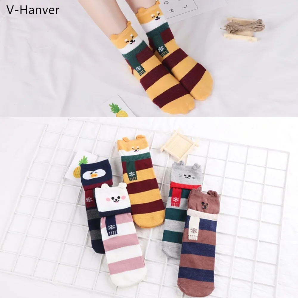 

New Design Animal Patterned Short Socks Women shiba inu Cartoon Ankle Socks Female Fashion Funny Socks Cotton Hosiery Christmas
