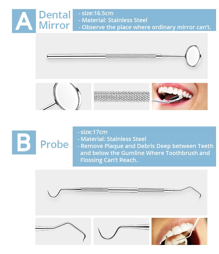 Стоматологическое зеркало из нержавеющей стали стоматологический набор инструментов зонд набор для ухода за зубами инструмент Пинцет Hoe серповидный скалер