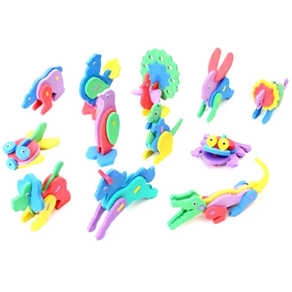 Hot Kids Toy Foam 3D Creative DIY Handmade Intelligence Development Animals Puzzle Jigsaw Toys
