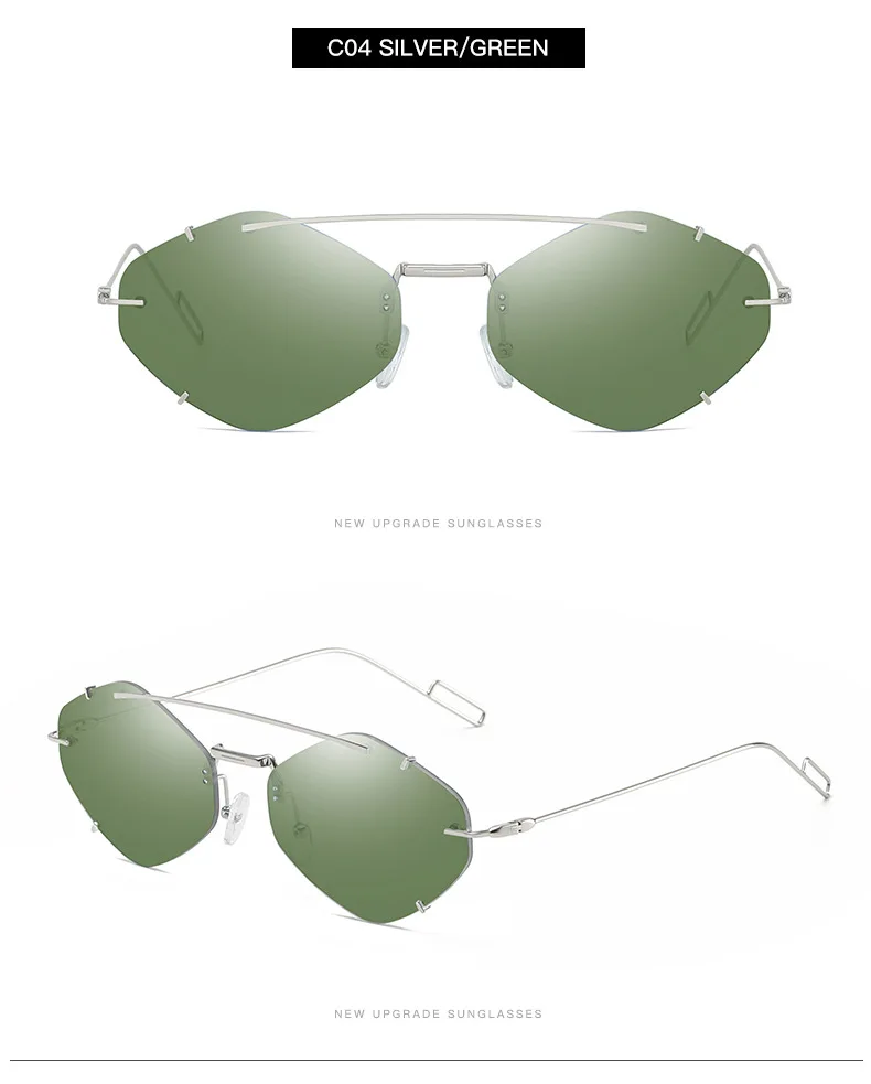 JackJad/ Модные солнцезащитные очки без оправы с полигоном в металлическом стиле, женские стильные солнцезащитные очки с заклепками, фирменный дизайн, солнцезащитные очки Oculos De Sol S9045