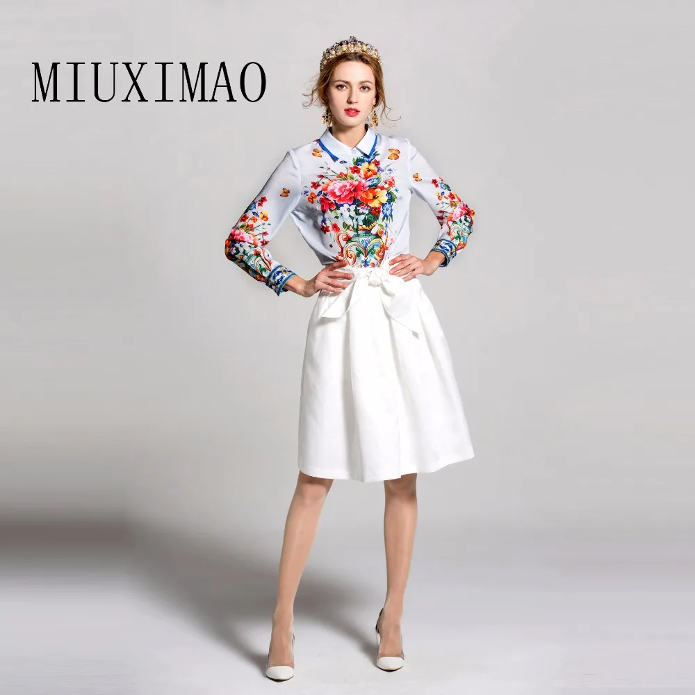 New Printed Animal Elegant Long 2017 Casual Quality Blouses Women Arrival Europe Style High Sleeve Latest down Collar Turn Shirt r7764PWc