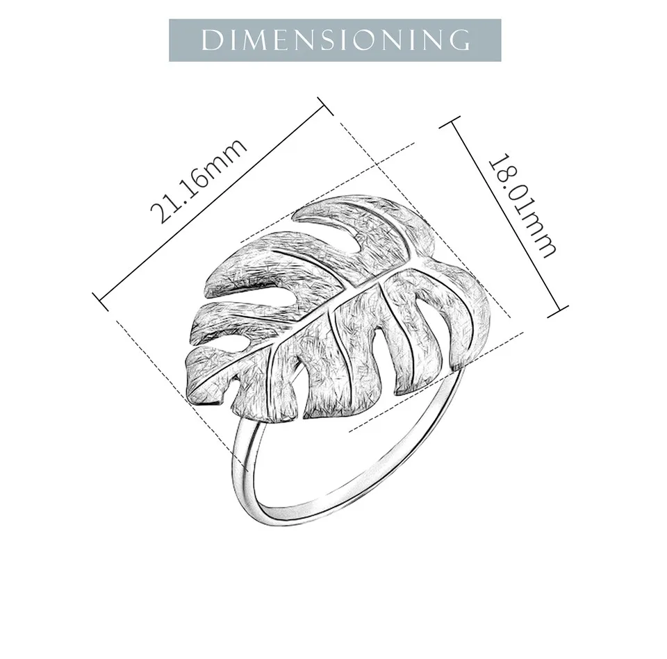 Женское кольцо с листком монстеры Lotus Fun, дизайнерское кольцо из настоящего серебра 925 пробы с регулируемым диаметром