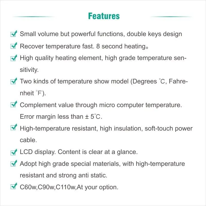 EU/US Plug припой Железный пистолет CXG C60w/90 Вт/110 Вт Высокая точность ЖК дисплей регулируемая температура цифровой с мощность переключатель