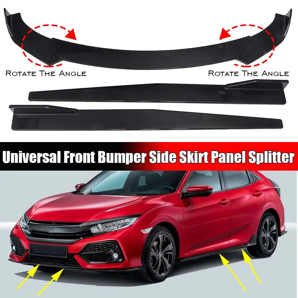 

5Pcs/Set Universal Front Bumper Side + Universal Car Skirt Panel Splitter For Civic For BMW For Audi For Benz For Mazda