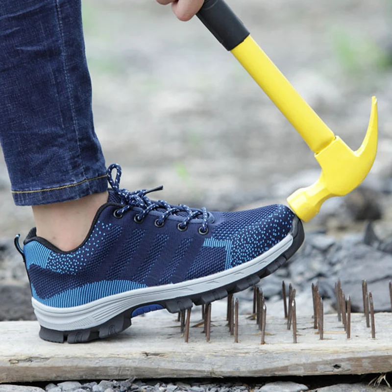

Sneaker Men Breathable Steel Toe Cap Work Safety Shoes Men Outdoor Anti-slip Steel Puncture Proof Construction Safety Boots Shoe
