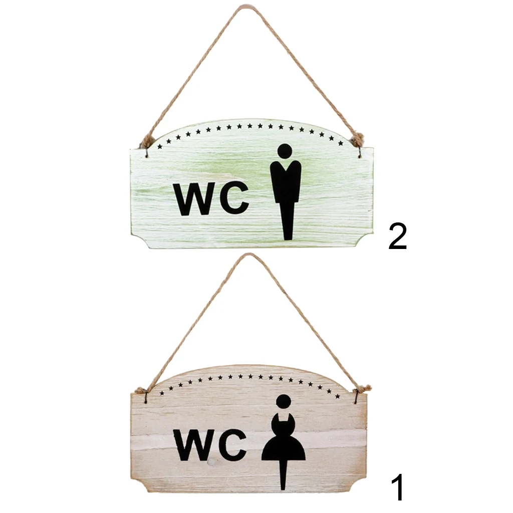 Wooden Door Sign Toilet, WC, Male, Female WC Door Sign Wall Hanging Decor Slate WC Sign 8inchin