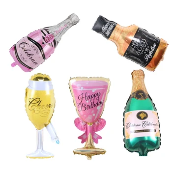 

HOT 1pcs Champagne&Goblet&Whiskey Bottles Fiol Balloons Birthday Party Balloons Single Party Wedding Balloon Decoration Globos