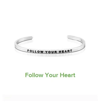

Follow your heart 316L Titanium Stainless Steel Love Cuff Bangle Mantra Bracelets Bangles For Women Brand Designer Jewelry