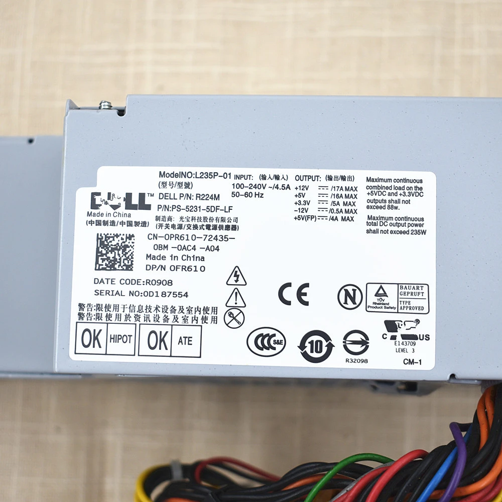 Bloc dalimentation pour Dell Optiplex 760 780 SFF 235W PW116 R224M H235P-00
