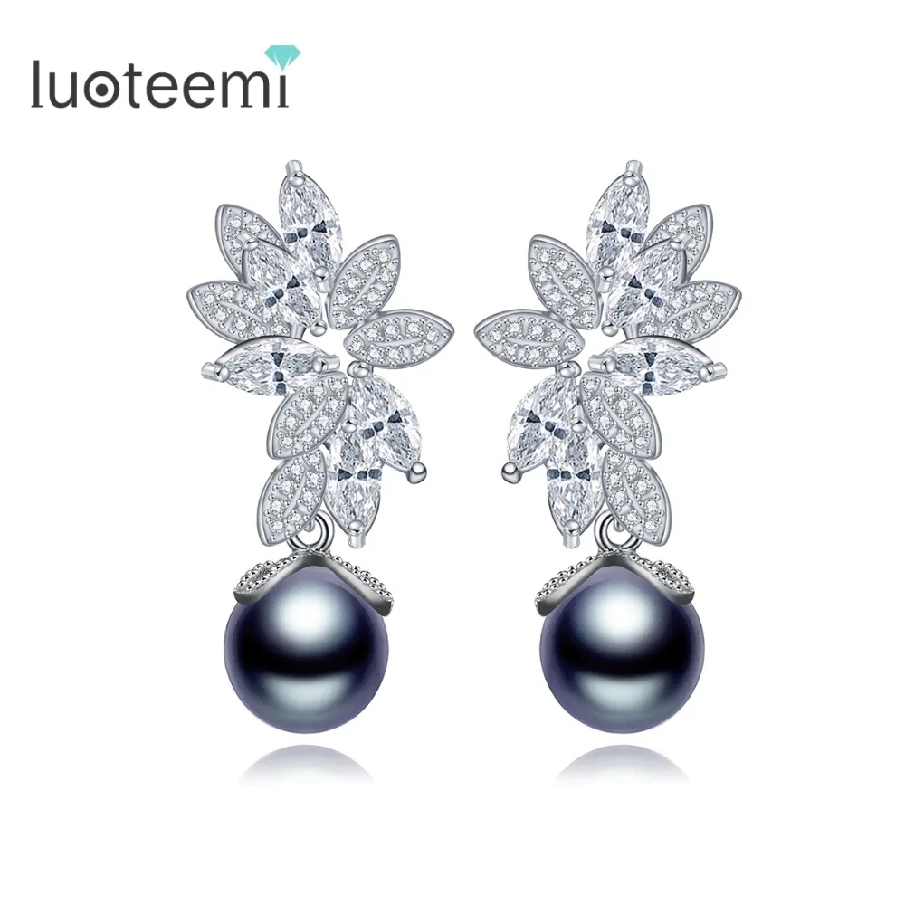 LUOTEEMI Новые горячие продажи Эффектные серьги с микрозакрепкой крошечные CZ серые