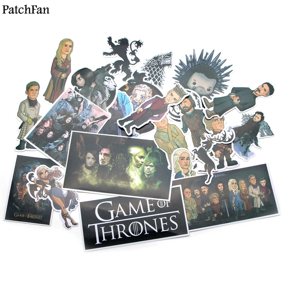 

12sets/lot Patchfan game of thrones Pvc Waterproof Stickers 23pcs/set For diy Luggage Phone Laptop Bicycle Wall Guitar A0938