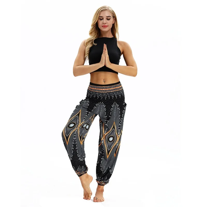 Raisvern женские свободные тайские шаровары, Boho Festival Hippy Aladdin Smock, брюки с высокой талией, Pantalon Femme, повседневные шаровары