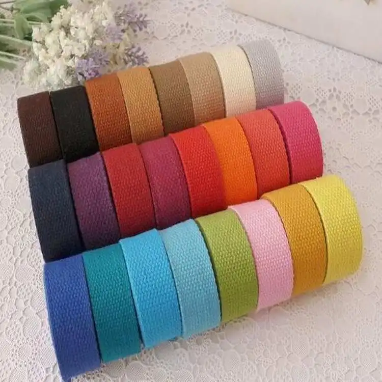 2cm 5 meter Thick Canvas Cotton bing Ribbon Tape Bag Belt strap