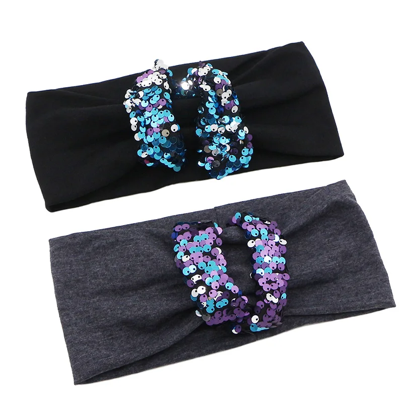 Largura de Algodão Sequin Headband Moda Elastic