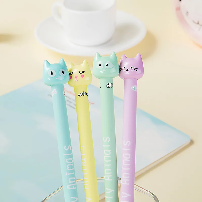 Мультяшная гелевая ручка Kawaii Cat Canetas милые черные чернила ручки для письма