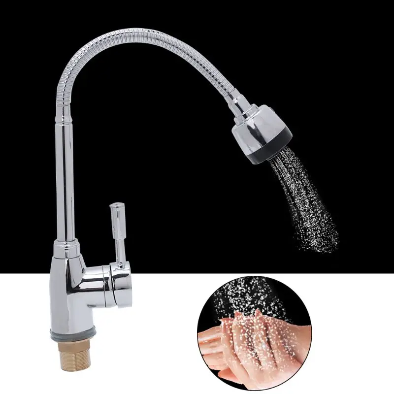 

Solid Zinc Alloy Kitchen Water Tap Mixer Cold And Hot Basin Faucet Single Hole Adjustable Angle