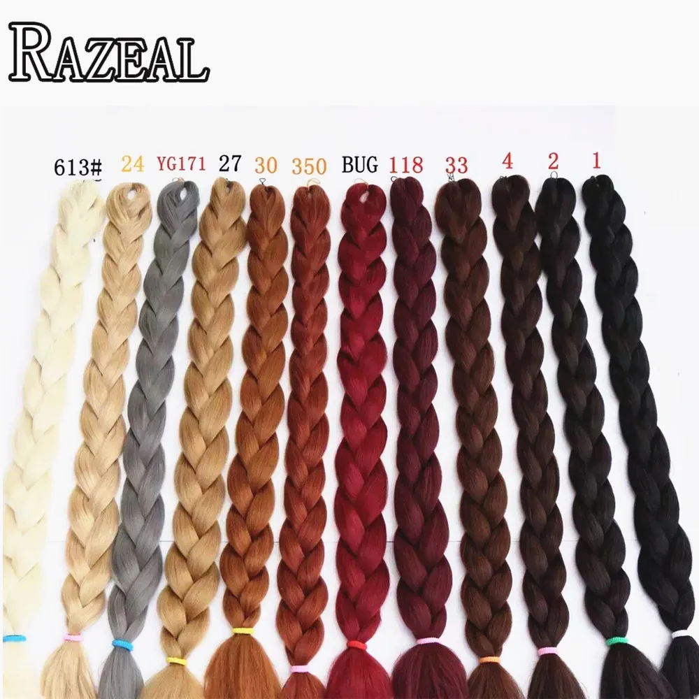 Razeal 1" 24" Ombre Jumbo косы синтетических плетение волос крючком Высокая температура волокна