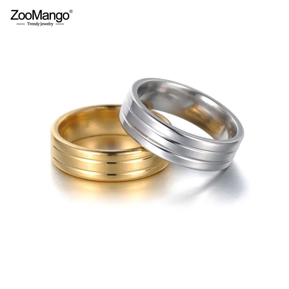 

ZooMango New Creative Stainless Steel Ring For Women Men Simple Couple Titanium Steel Wedding Ring Jewelry Drop Shipping ZR18116