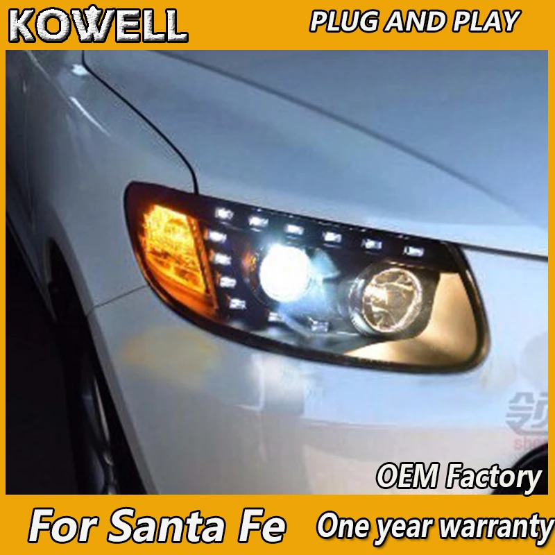 KOWELL стайлинга автомобилей для Новая Hyundai SantaFe фары 2012 Santa Fe светодиодный DRL