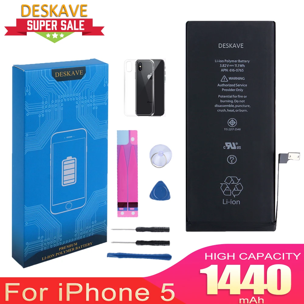 Литиевая батарея для iPhone 5 5G Bateria для iPhone5 Li-Ion Batarya 1440mAh Batterij Розничная посылка нулевой цикл