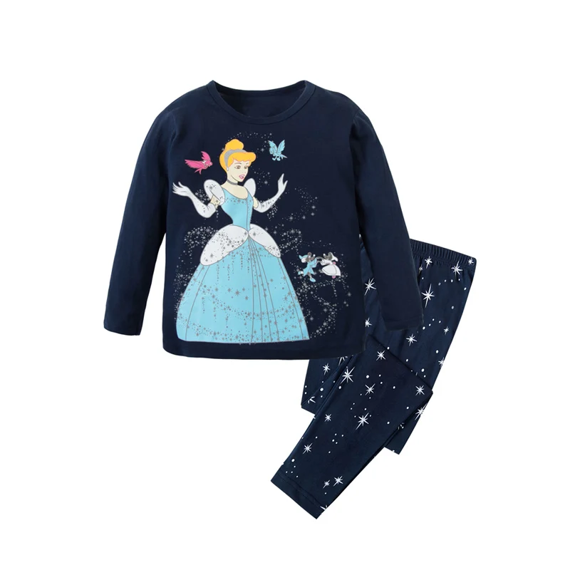 

2T-8T Girls Princess Pajamas Children Sleepwear Kids Clothes Baby Nightwear 100% Cotton Homewear Boys Cars Pyjamas