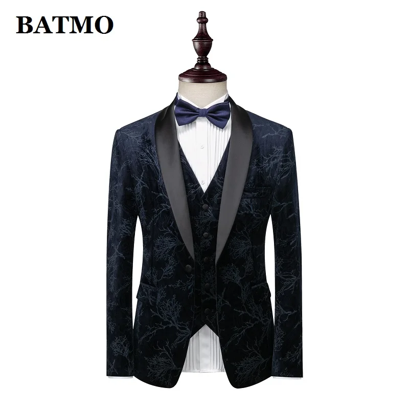 BATMO Новое поступление, модные повседневные мужские пиджаки с цветочным принтом, мужские свадебные платья, куртки+ брюки+ жилет, XZ302