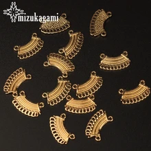 12*20MM 10pcs/lot Zinc Alloy Golden Mini Fan Shape Linker Dangle Connector  Charms For DIY Earrings Necklaces Making Accessories