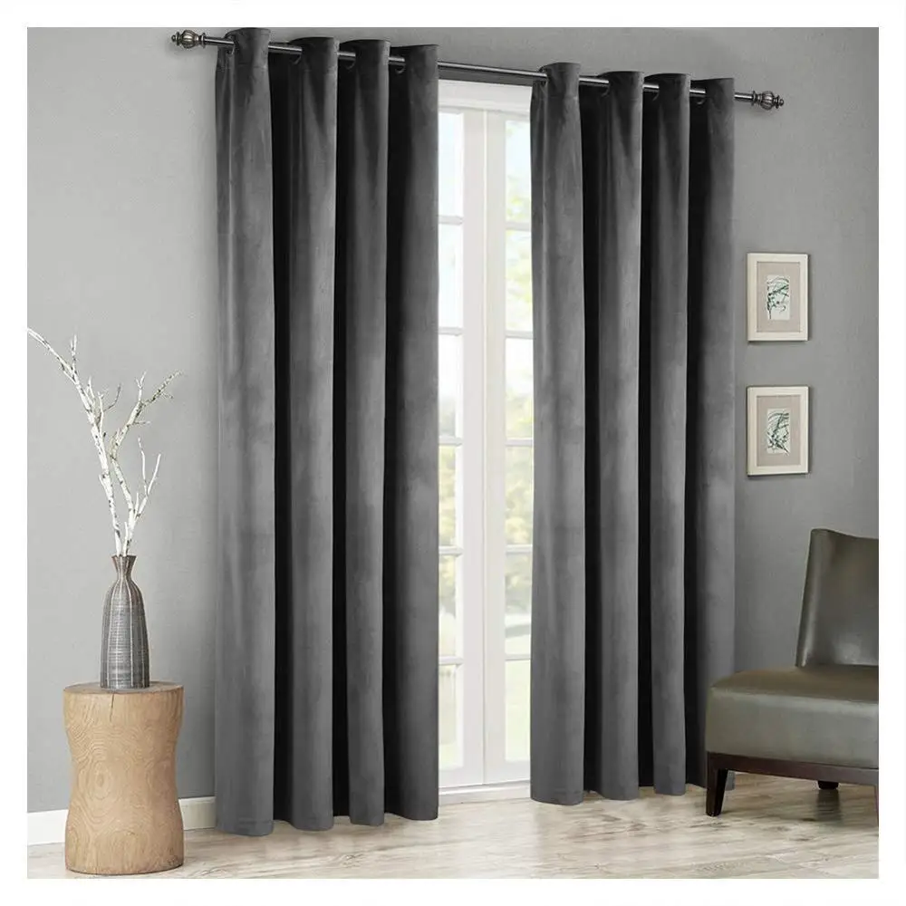 Современные плотные бархатные затемненные шторы для гостиной, спальни, мягкие удобные жалюзи, занавески на окна, нестандартный размер, простые двери - Цвет: Grey