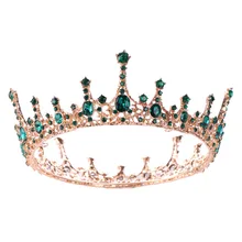 TANGTANG свадебные аксессуары тиара дворца зеленые кристаллы корона невеста барокко украшения для волос Винтаж горный хрусталь король корона диадема