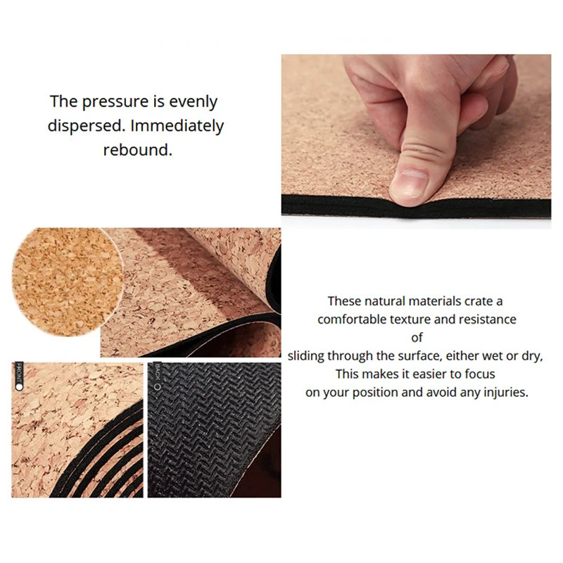 Cork TPE Yoga Mat Non Slip TPE Yoga Mats 4mm Pilates Pad Sports Cork Yoga Mat Thick 6mm Eco-Friendly Tasteless Training Mat
