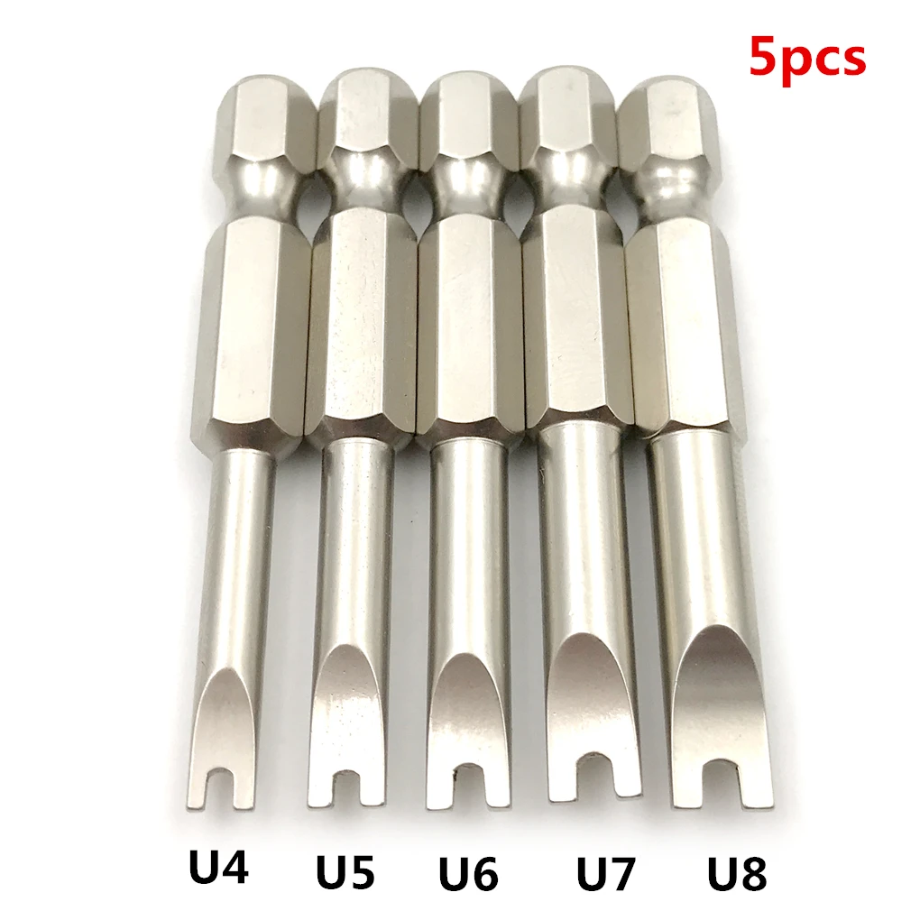

5 Pcs/set 1/4 Inch Hex Magnetic U Shaped Screwdriver Bits Tools 50mm Length U4-U8 Hand Tools