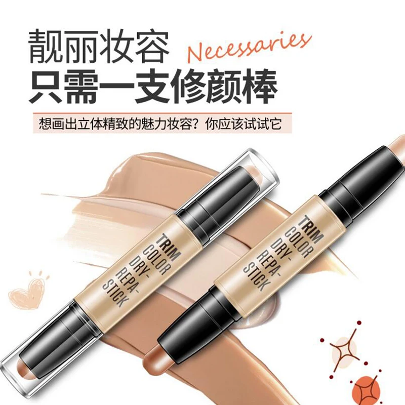 

Double-ended 2 in 1 Contour Stick Contouring Highlighter Dark Circle Bronzer Concealer Pen Face Makeup Full Cover