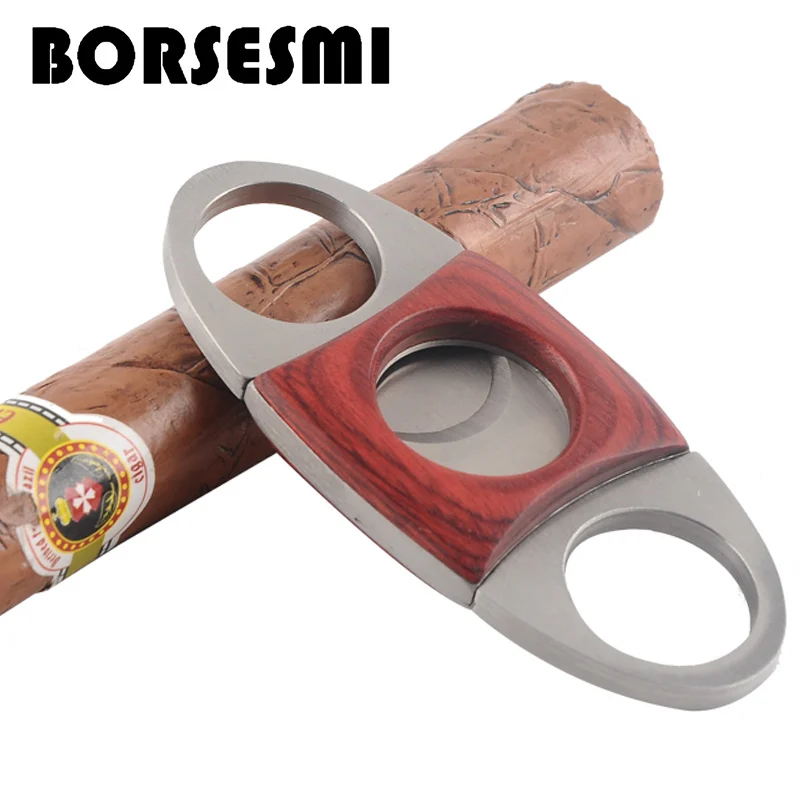 

New stainless steel cigar scissors with wood metal cigar cutter double blade Cigarette Scissor smoking accessories Cigar