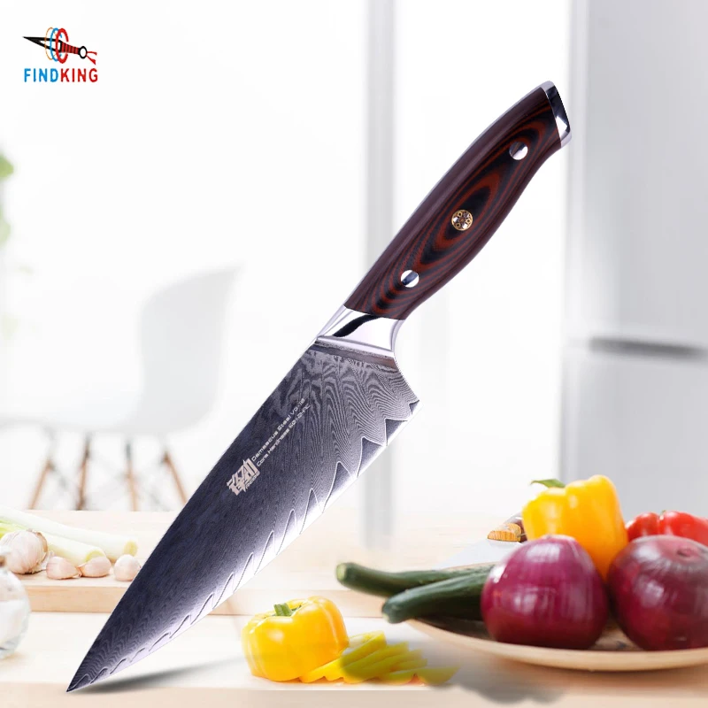 FINDKING AUS-10 Damascus Steel Chefs Knifes Ebony Handle Arrow Pattern  Professional 8 inch Gyuto Knives Best Kitchen Chef Knife - AliExpress