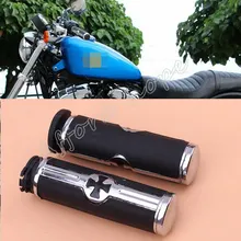 1 пара черный мотоцикл логотип с крестом 25 мм " ручная, резиновая, гелевая рукоятка для Harley Softail Dyna Sportster custom Low Rider