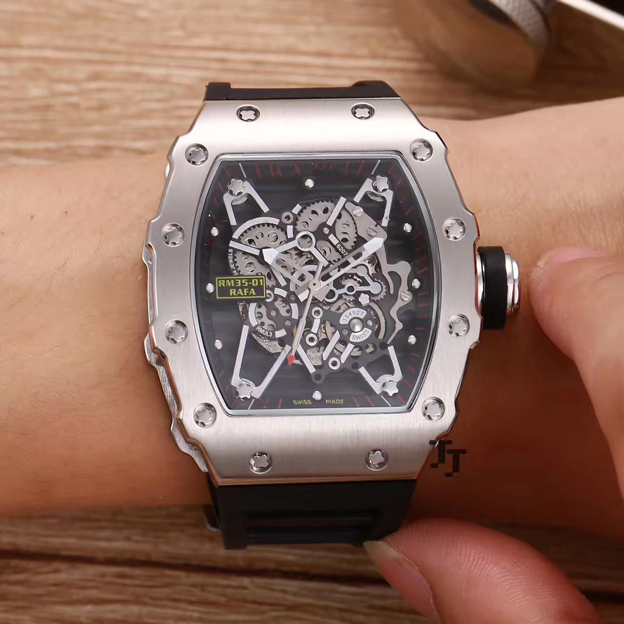 

Luxury Brand New Men Watch Rubber Sapphire Stainless Steel 904L Automatic Mechanical Silver Tourbillion Skeleton Watches Limited