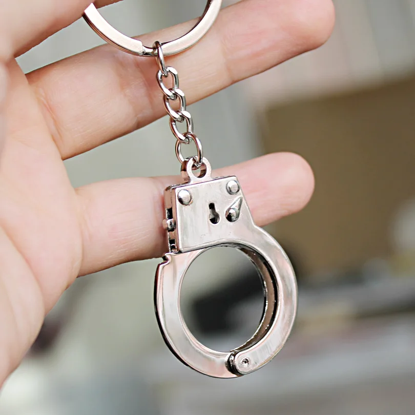 Buy Handcuffs keychain Mans' Fashion Key Chain Metal Keychains Handcuffs cuff