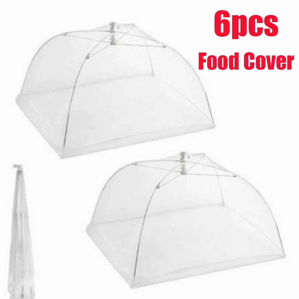 

6 pcs Large Pop-Up Mesh Screen Food Cover Tent Umbrella Reusable and Collapsible Outdoor Picnic Food Covers Mesh Food Cover Net