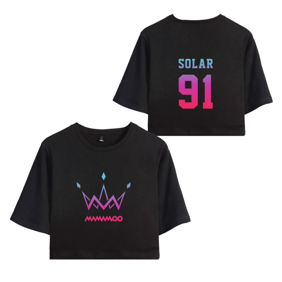 

MAMAMOO print Short Sleeve T-shirts fashion Casual Popular Basic cool hip hop Streetwear Summer Women Navel O-neck Women XS-2XL
