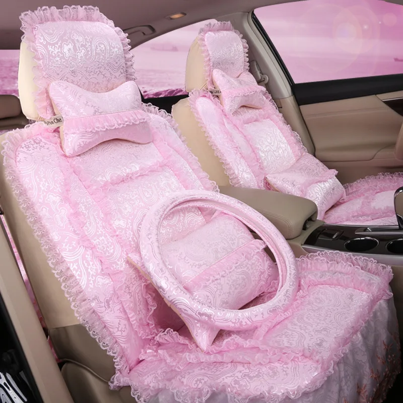 2016 Girl Series high quality Lace Car Seat Cover For four Season 5 Seat Universal Car Interior