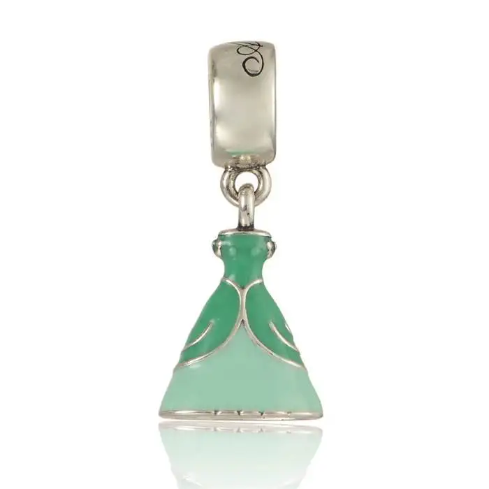 

2017 Ariel Dress Charms Fit Pandora Bracelets Authentic 925 Sterling Silver Dangle Green Enamel Ariel Dress Charm Diy Jewelry