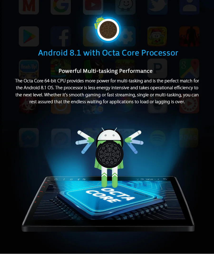 Sale XTRONS 10.1" Android 8.1 Octa Core Radio 32GB Rotatable Face Panel 2.5D Curved Screen Car Stereo Player GPS OBD 1 & 2 DIN No DVD 5