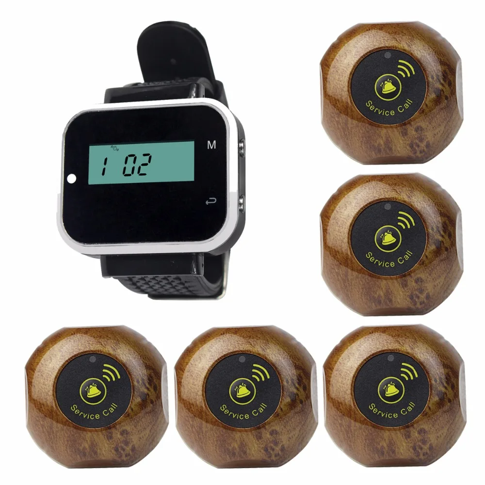 

Wireless Waiter Call Pagers Restaurant Calling Paging System For Hotel Cafe KTV Bar With Waterproof Transmitter Button F3229A