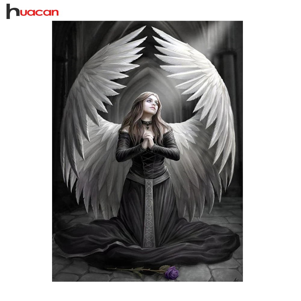 

Huacan DIY Diamond Embroidery Religion Full Square Diamond Painting Angel Wing Pattern Mosaic Pictures Needlework
