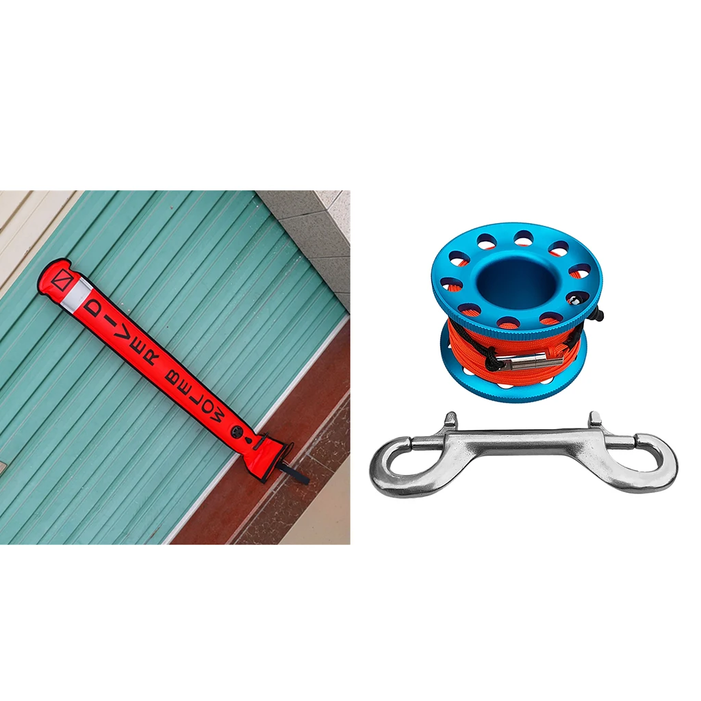 Scuba Diving SMB Surface Marker Buoy Signal Tube With Dive Reel Spool Dive Buoy Underwater Dive Gear Equipment Snorkeling Diver